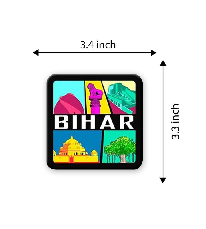 Bihar Souvenir Wooden Fridge Magnet for Refrigerator (Multicolored)