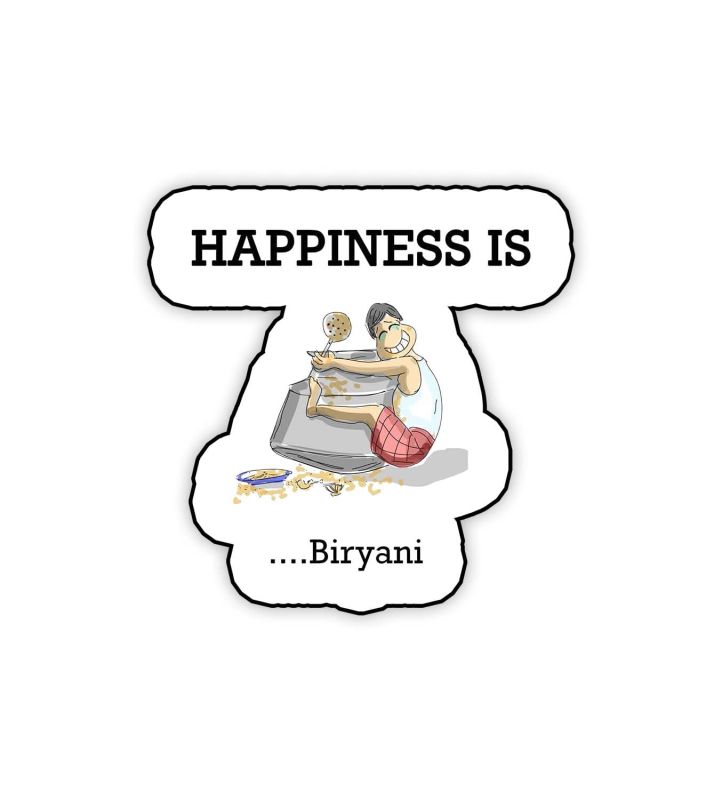 Funny Quote Printed Fridge Magnets | Perfect for Gifting and Decoration | Kitchen Home Decoration Items (Happiness is Biryani)