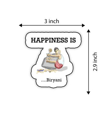 Funny Quote Printed Fridge Magnets | Perfect for Gifting and Decoration | Kitchen Home Decoration Items (Happiness is Biryani)