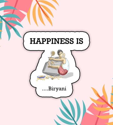 Funny Quote Printed Fridge Magnets | Perfect for Gifting and Decoration | Kitchen Home Decoration Items (Happiness is Biryani)