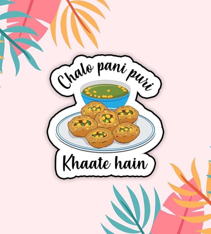 Chalo Pani Puri Khate Hain Funny Quote Fridge Magnet | Fridge and Door Magnets |Home Decor Item | Kitchen Decor Item