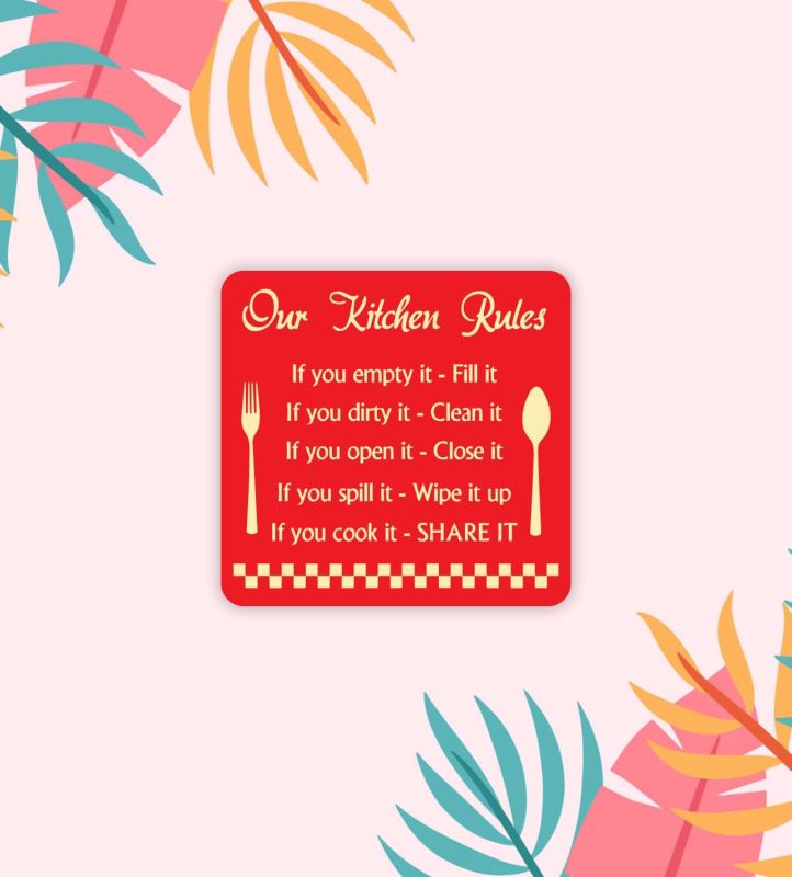 Our Kitchen Rules Wooden Fridge Magnet Refrigerator Door Decor | Home & Kitchen Decor Sticker | Souvenir Fridge Magnets