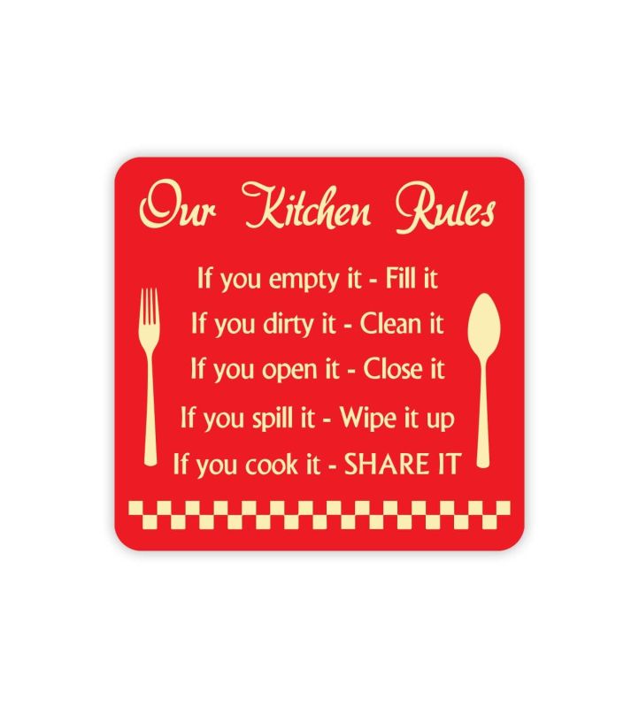 Our Kitchen Rules Wooden Fridge Magnet Refrigerator Door Decor | Home & Kitchen Decor Sticker | Souvenir Fridge Magnets