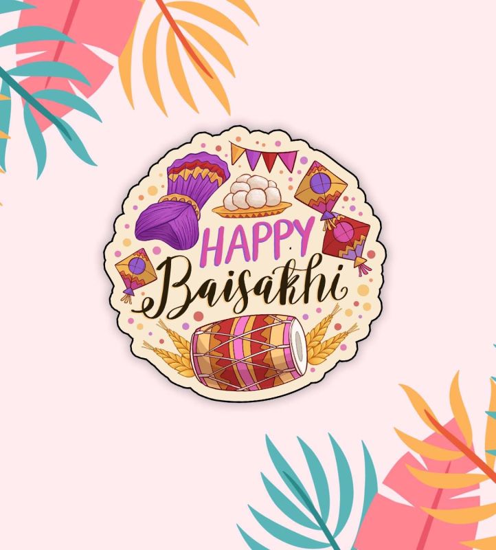 Happy Baisakhi Fridge Magnet Refrigerator Office Home, Almira Decor Accessories Fridge | Stylish Magnet for Fridge Decoration