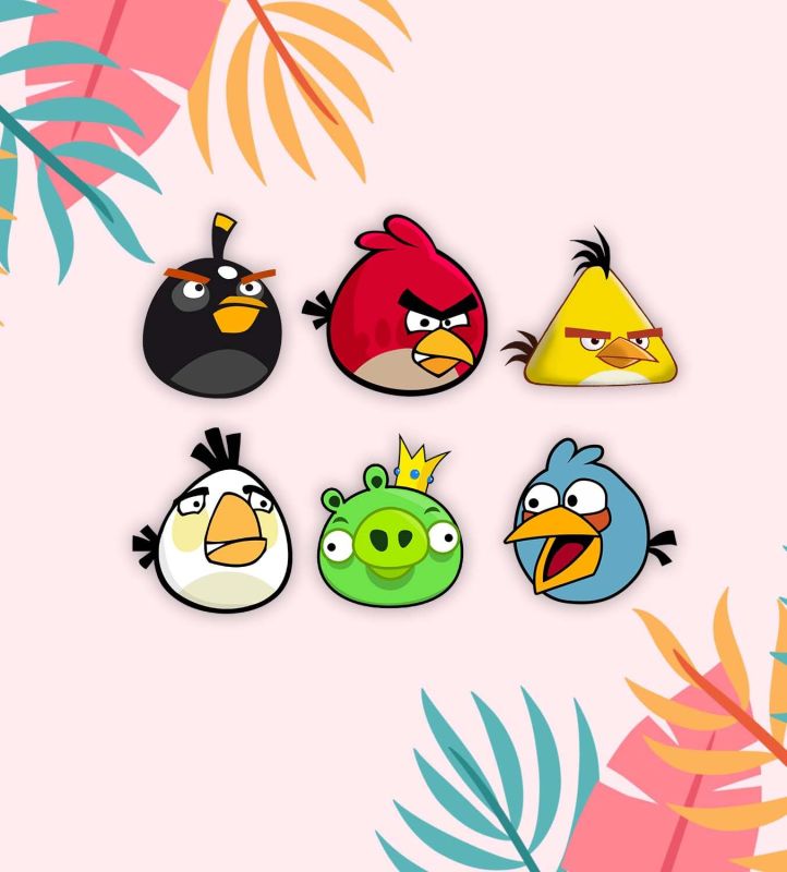 Set of 6 Angry Bird Wooden Fridge Magnet for Home, Kitchen and Office Decoration | Decorative