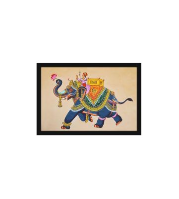 Madhubani Art with Elephant Design Fridge Magnet | Madhubani Art Decorative Item for Refrigerator | Indian Souvenir Fridge Magnet