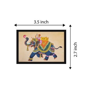 Madhubani Art with Elephant Design Fridge Magnet | Madhubani Art Decorative Item for Refrigerator | Indian Souvenir Fridge Magnet