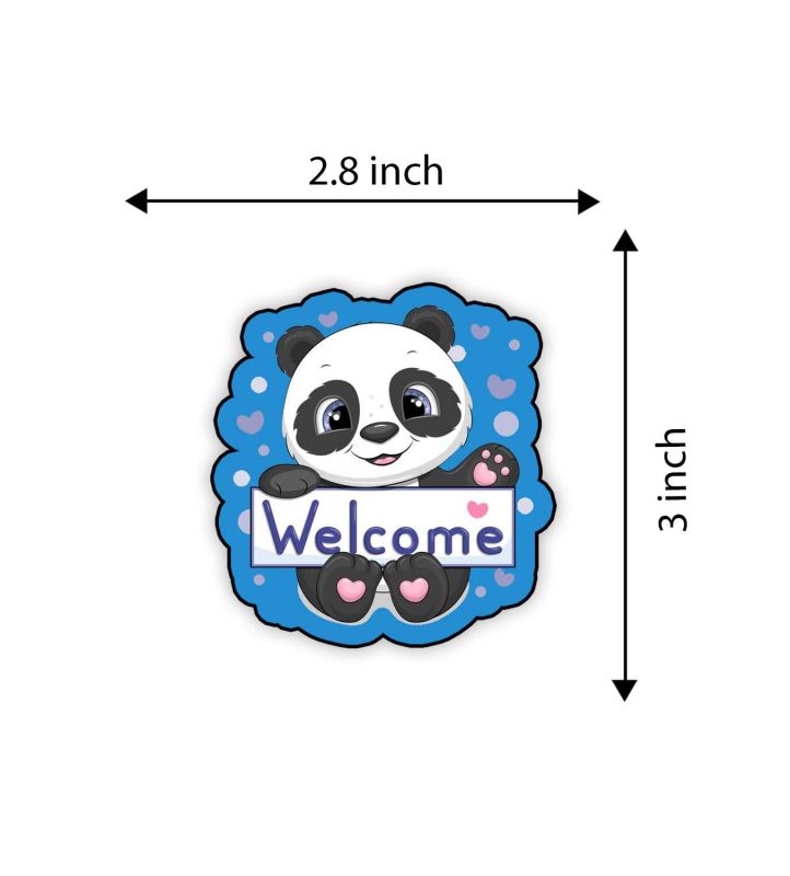 Cute Animal Printed Fridge Magnet for Refrigerator Door Decor | Animal Lover Gift | Cartoon Theme Magnet for Kids (Welcome Panda)