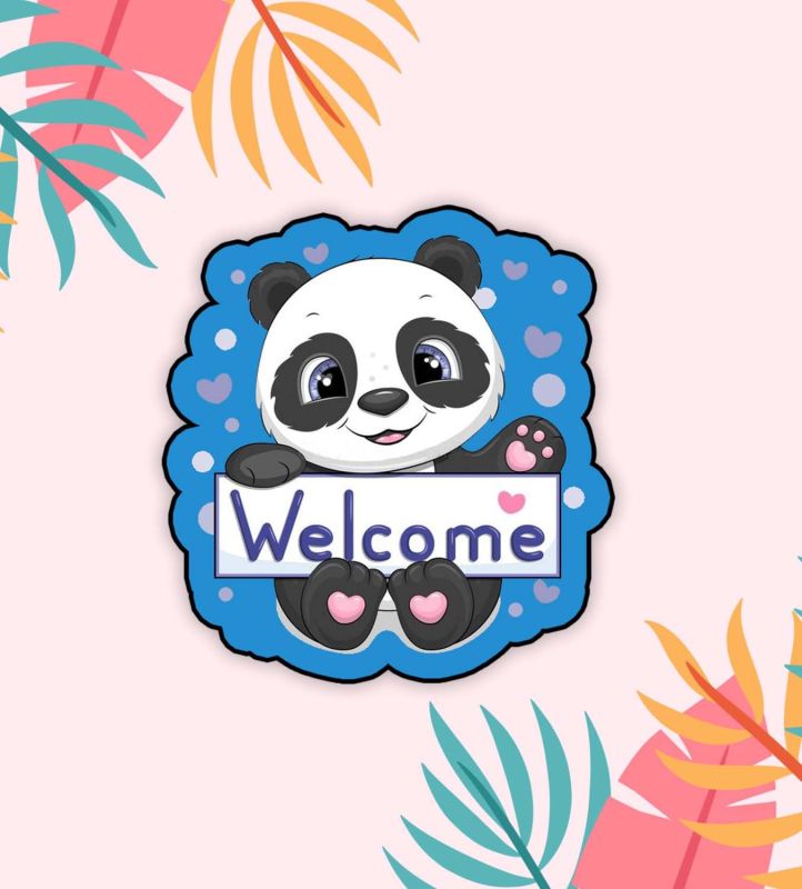 Cute Animal Printed Fridge Magnet for Refrigerator Door Decor | Animal Lover Gift | Cartoon Theme Magnet for Kids (Welcome Panda)