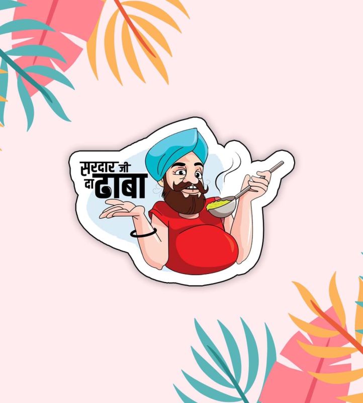 Sardar Ji Da Dhaba Wooden Fridge Magnet for Refrigerator, Home and Kitchen Decoration