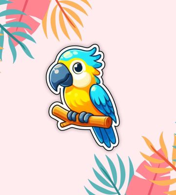 Bird Fridge Magnet for Refrigerator Stylish | Decorative Items for Kitchen & Home | Best Birthday Gifts for Kids | Cute Printed Bird Magnet Stickers (Parrot)