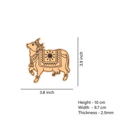 Pack of 2 Cow Pine MDF Wooden Engraved Cutout for DIY Projects | Painting | Festival Decoration |