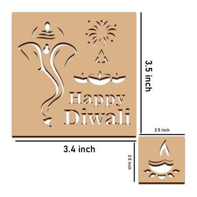 Happy Diwali MDF Rangoli Making with Ganesha & Diya Cutout | Diwali Home Decor | Reusable Rangoli Stencils