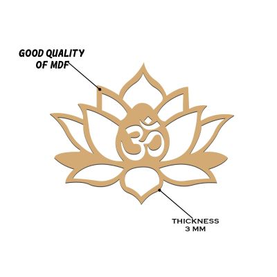 Pack of 10 Wooden Cutouts Lotus with OM for Art and Craft, Festival Decoration, DIY Project, and Making Rangoli | Decorations for Diwali, Dussehra