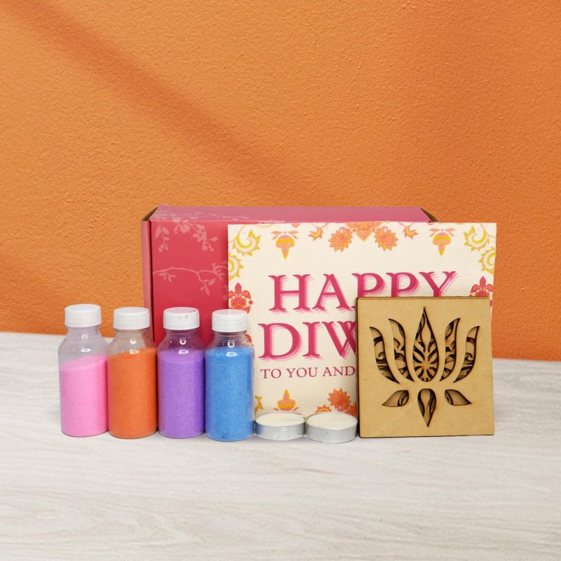 Rangoli Making Kit for Diwali Decoration | 10 Different Design MDF Rangoli Making Cutout | 4 Rangoli Color Set Home & Office Decor