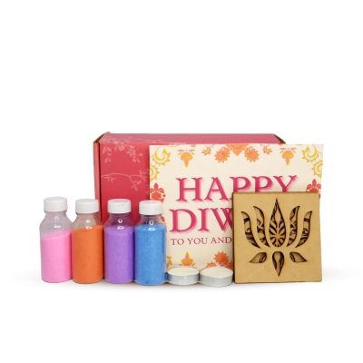 Rangoli Making Kit for Diwali Decoration | 10 Different Design MDF Rangoli Making Cutout | 4 Rangoli Color Set Home & Office Decor