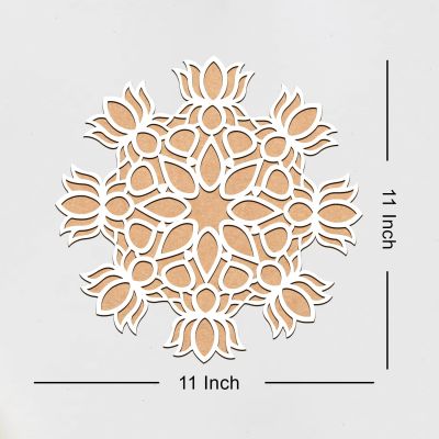 MDF Rangoli Stencil for Diwali Pooja Decoration | Lotus Flower Rangoli Stencils for Door Entrance | Rangoli for Floor Decoration