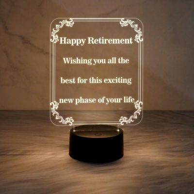 Happy Retirement Gift for Men & Women | Warm White Light & On/Off Touch Button