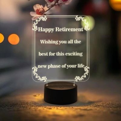 Happy Retirement Gift for Men & Women | Warm White Light & On/Off Touch Button