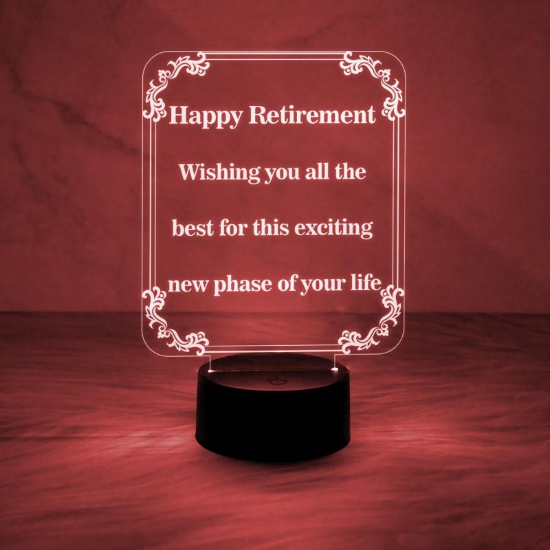 Happy Retirement Gift for Men & Women | Automatic Color Changing Light & On/Off Touch Button | Retirement Gifts for Colleagues