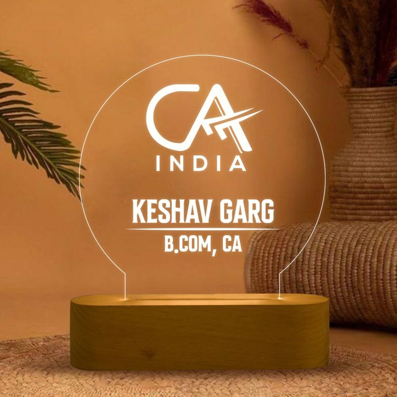 Customized Chartered Accountant Night Lamp with Cool White Light Personalized with Name & Qualification | Thankyou Gift for CA