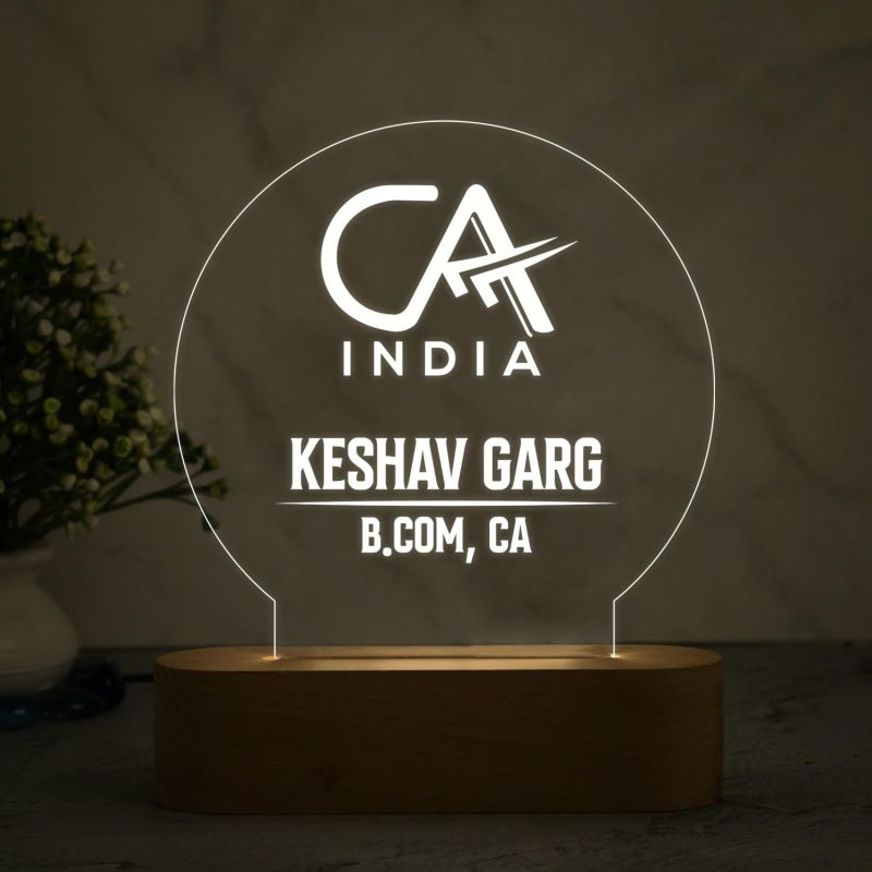 Customized Chartered Accountant Night Lamp with Cool White Light Personalized with Name & Qualification | Thankyou Gift for CA