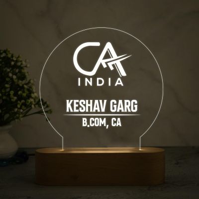 Customized Chartered Accountant Night Lamp with Cool White Light Personalized with Name & Qualification | Thankyou Gift for CA