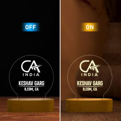 Customized Chartered Accountant Night Lamp with Cool White Light Personalized with Name & Qualification | Thankyou Gift for CA