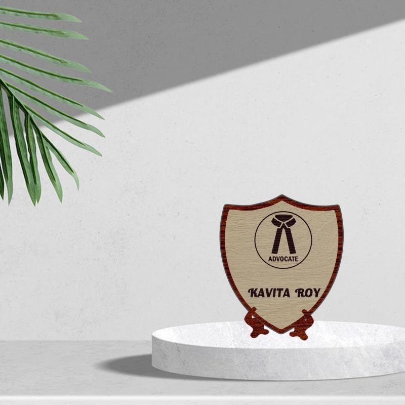 Personalized Wooden Trophy Tabletop Customized with Logo & Name | Home & Office Decoration