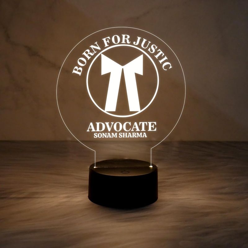 Personalized Advocate Night Lamp Customized with Name | Warm White Light with O/Off Touch Button | Thankyou Gift for Advocate