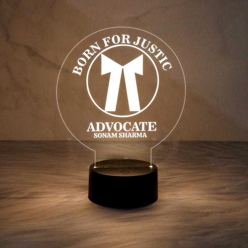 Personalized Advocate Night Lamp Customized with Name | Warm White Light with O/Off Touch Button | Thankyou Gift for Advocate