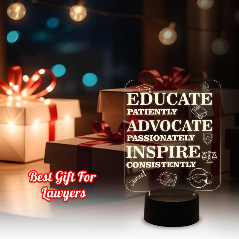 Motivational Acrylic Led Lamp for Advocate | Warm White Light with USB Cable | Thankyou Gift for Advocate