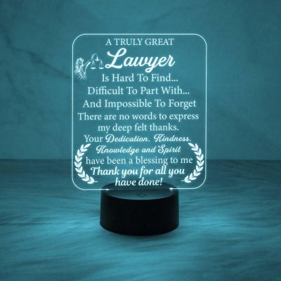 A Truly Great Lawyer Engraved Night Lamp with Automatic Color Changing Light with USB Powered | Birthday Gift for Lawyer & Advocate