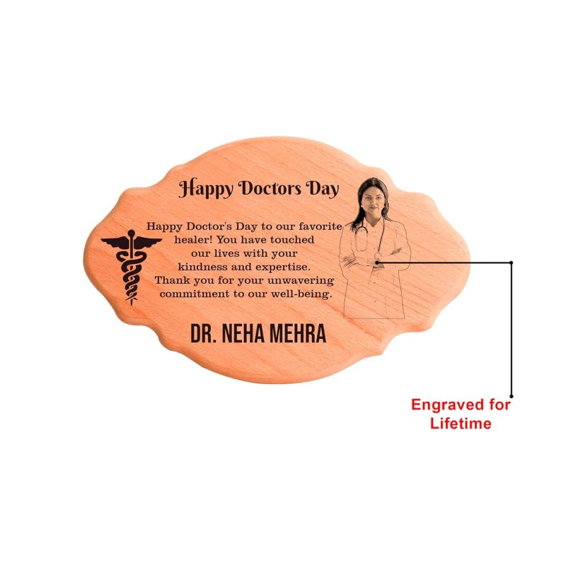 Personalized Wooden Photo Frame For Doctor | Gift For Doctor Day | Customized With Photo & Text