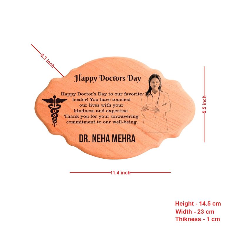 Personalized Wooden Photo Frame For Doctor | Gift For Doctor Day | Customized With Photo & Text