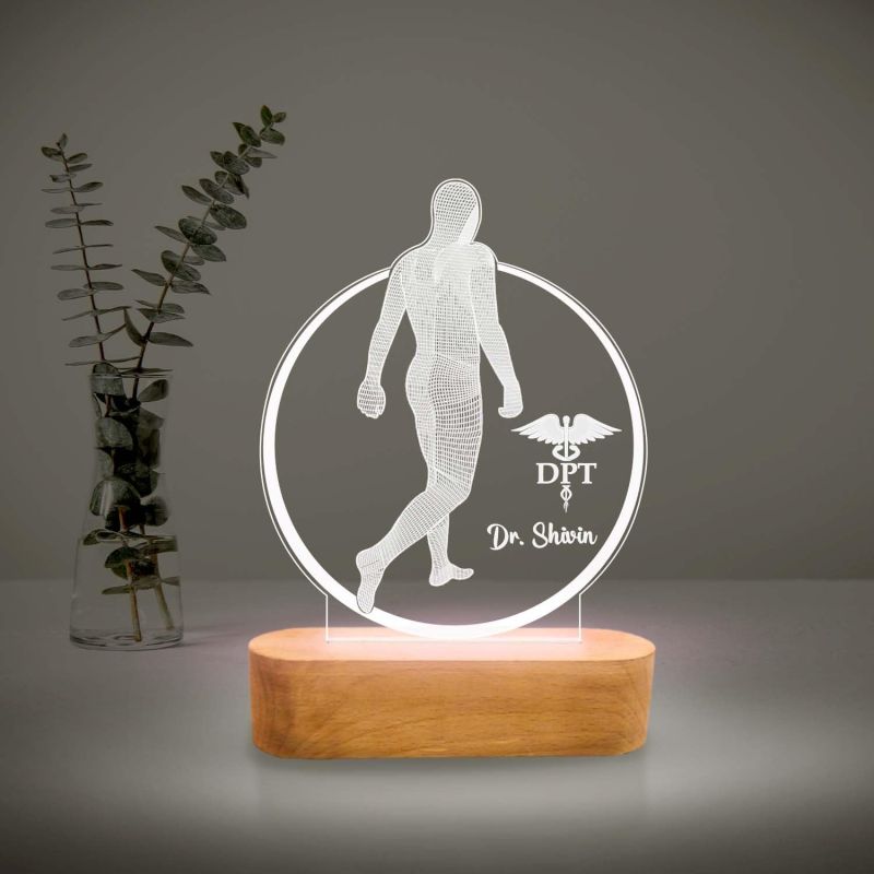 Personalized Physiotherapy Doctor Night Lamp with Cool White Light | Thankyou Gift for Doctor | 3D Illusion