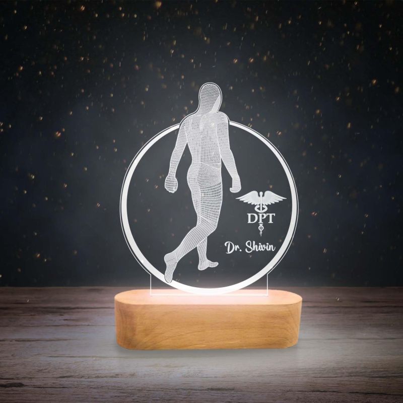 Personalized Physiotherapy Doctor Night Lamp with Cool White Light | Thankyou Gift for Doctor | 3D Illusion