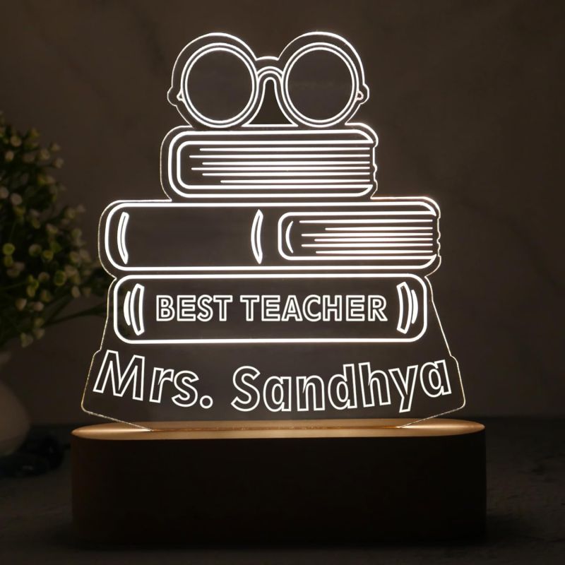 Personalized Best Teacher Gift Lamp with Cool White Light Customized with Name | Teachers Day Surprise Gift | Teachers Day Gift for Mam & Sir