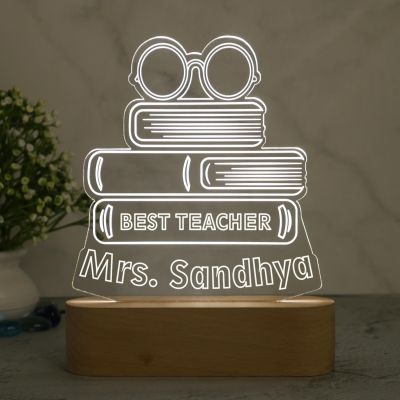 Personalized Best Teacher Gift Lamp with Cool White Light Customized with Name | Teachers Day Surprise Gift | Teachers Day Gift for Mam & Sir