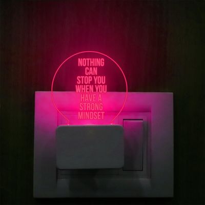 3D Illusion Motivational Quote Led Lamp with Multicolored Light | Inspirational Quote Engraved Plug Night Lamp