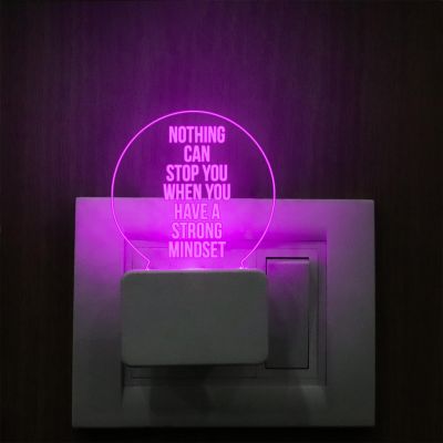 3D Illusion Motivational Quote Led Lamp with Multicolored Light | Inspirational Quote Engraved Plug Night Lamp