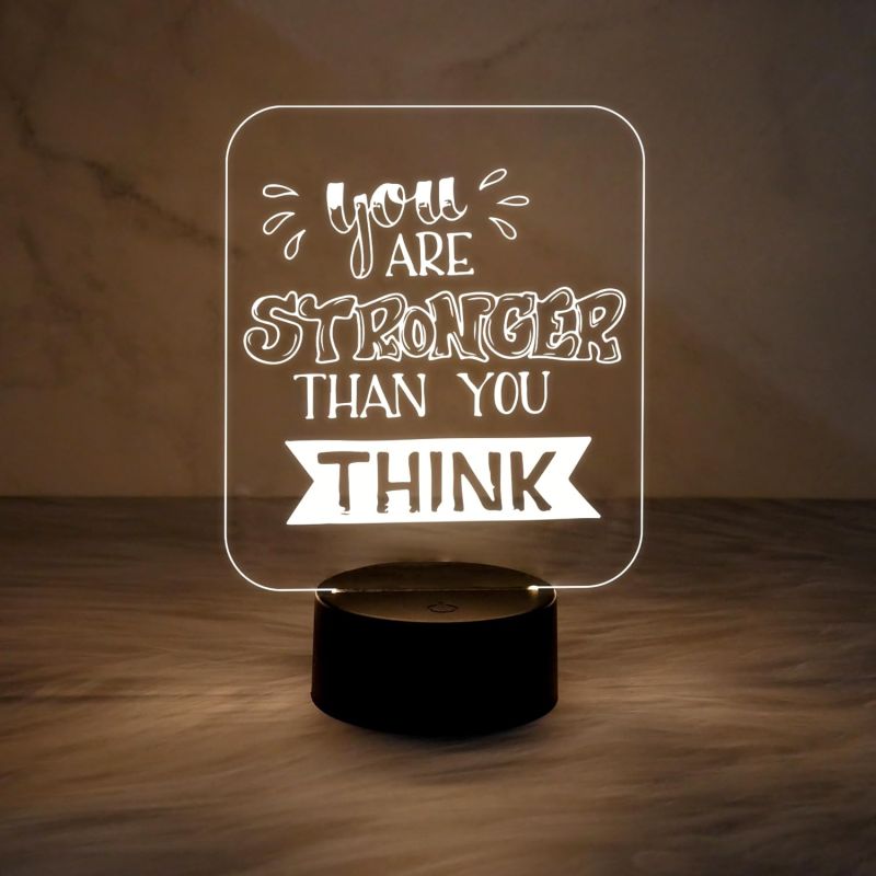 Motivational Thought Desk Table Lamp You are Stronger Than You Think Night Lamp with Warm White Light | On/Off Touch Button