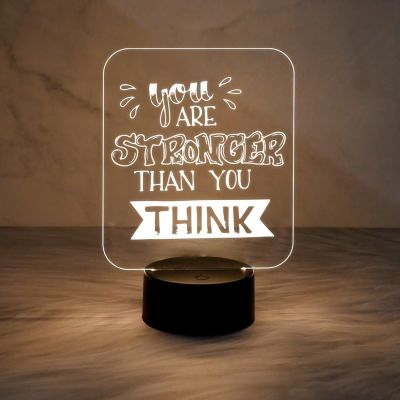 Motivational Thought Desk Table Lamp You are Stronger Than You Think Night Lamp with Warm White Light | On/Off Touch Button