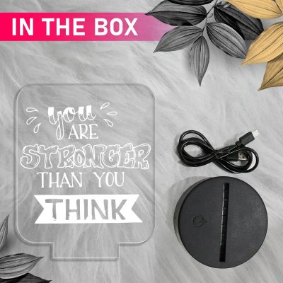 Motivational Thought Desk Table Lamp You are Stronger Than You Think Night Lamp with Warm White Light | On/Off Touch Button