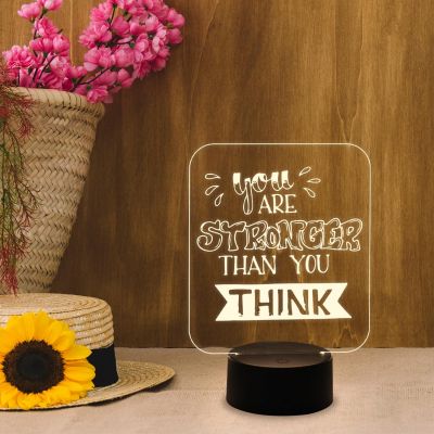 Motivational Thought Desk Table Lamp You are Stronger Than You Think Night Lamp with Warm White Light | On/Off Touch Button