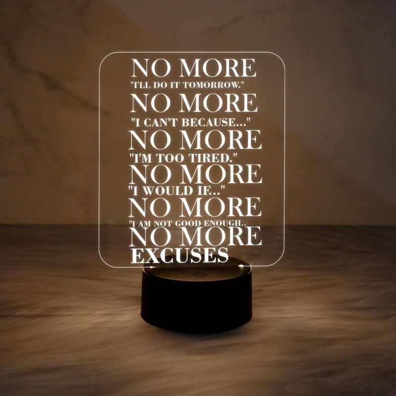 Motivational 3D Illusion Lamp Engraved Night Light | Table Lamp for Boys Girls Men Women Room Décor Light(Warm White Light)