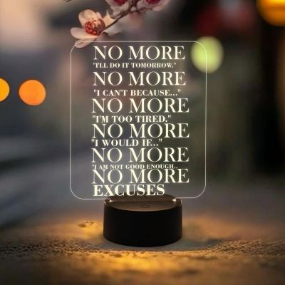 Motivational 3D Illusion Lamp Engraved Night Light | Table Lamp for Boys Girls Men Women Room Décor Light(Warm White Light)