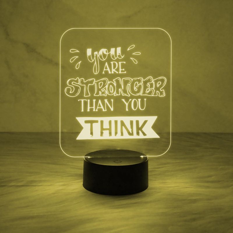 Motivational Thought Desk Table Lamp You are Stronger Than You Think Night Lamp with Automatic Color Changing Light | On/Off Touch Button