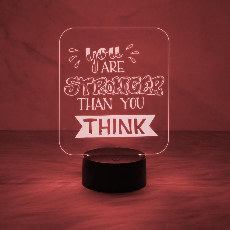 Motivational Thought Desk Table Lamp You are Stronger Than You Think Night Lamp with Automatic Color Changing Light | On/Off Touch Button