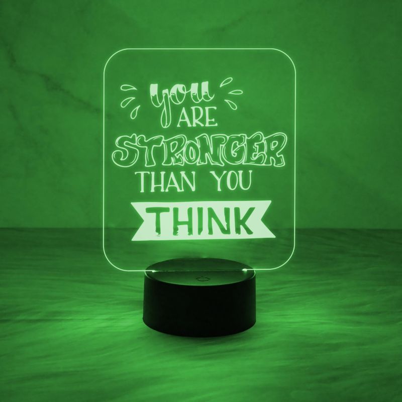 Motivational Thought Desk Table Lamp You are Stronger Than You Think Night Lamp with Automatic Color Changing Light | On/Off Touch Button